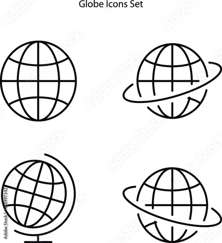 Globe icons set isolated on white background, Globe icon vector, Globe icon, Globe icon image, Flat globe icon, Globe icon app, Globe icon art.