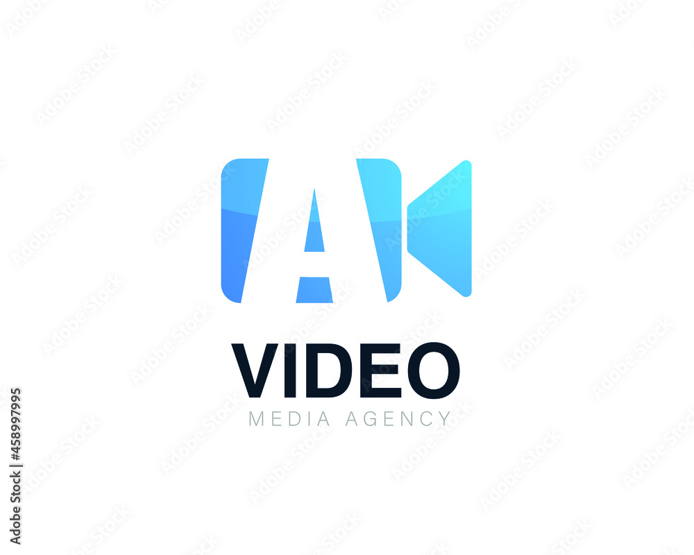 Initial letter a video conference and chat video logo Initial letter a video conference and chat video logo