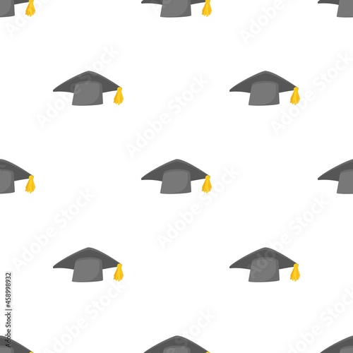 Graduation cap pattern seamless background texture repeat wallpaper geometric vector