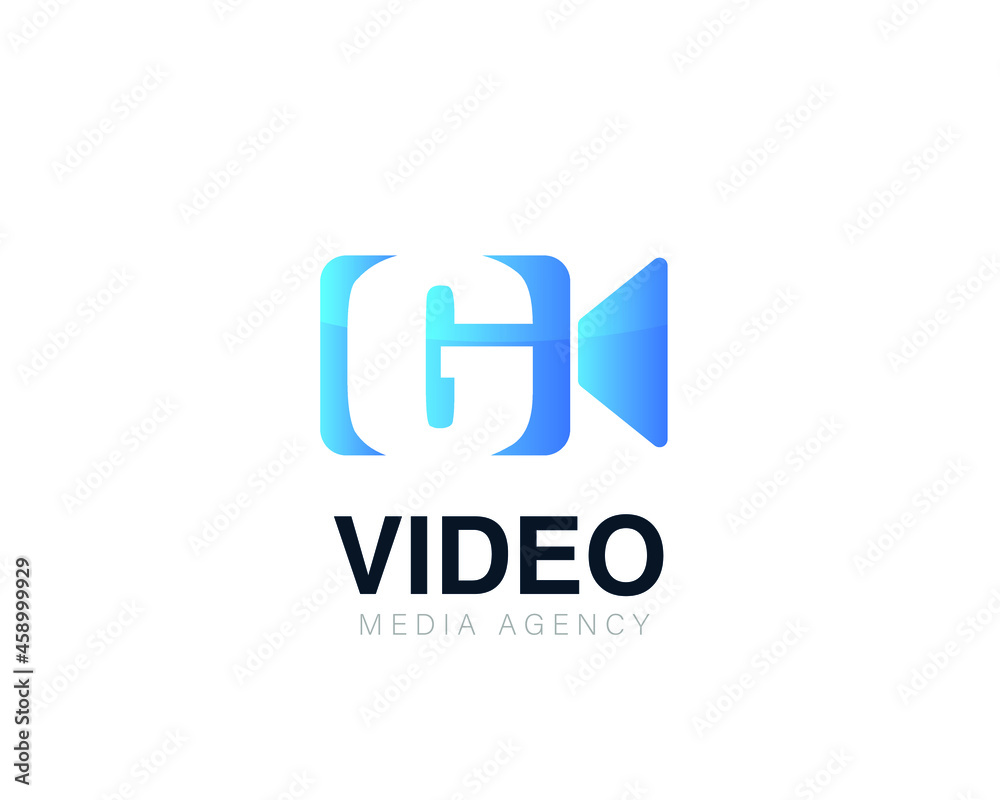 Initial letter g video conference and chat video logo