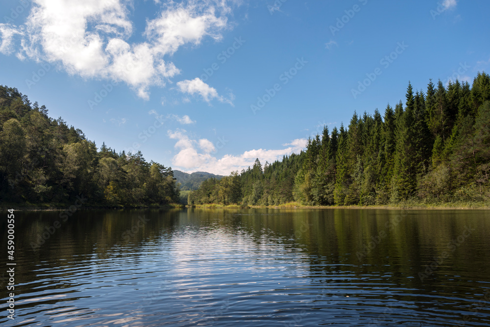 Obraz premium canoe ride on lake Osoyro in Norway