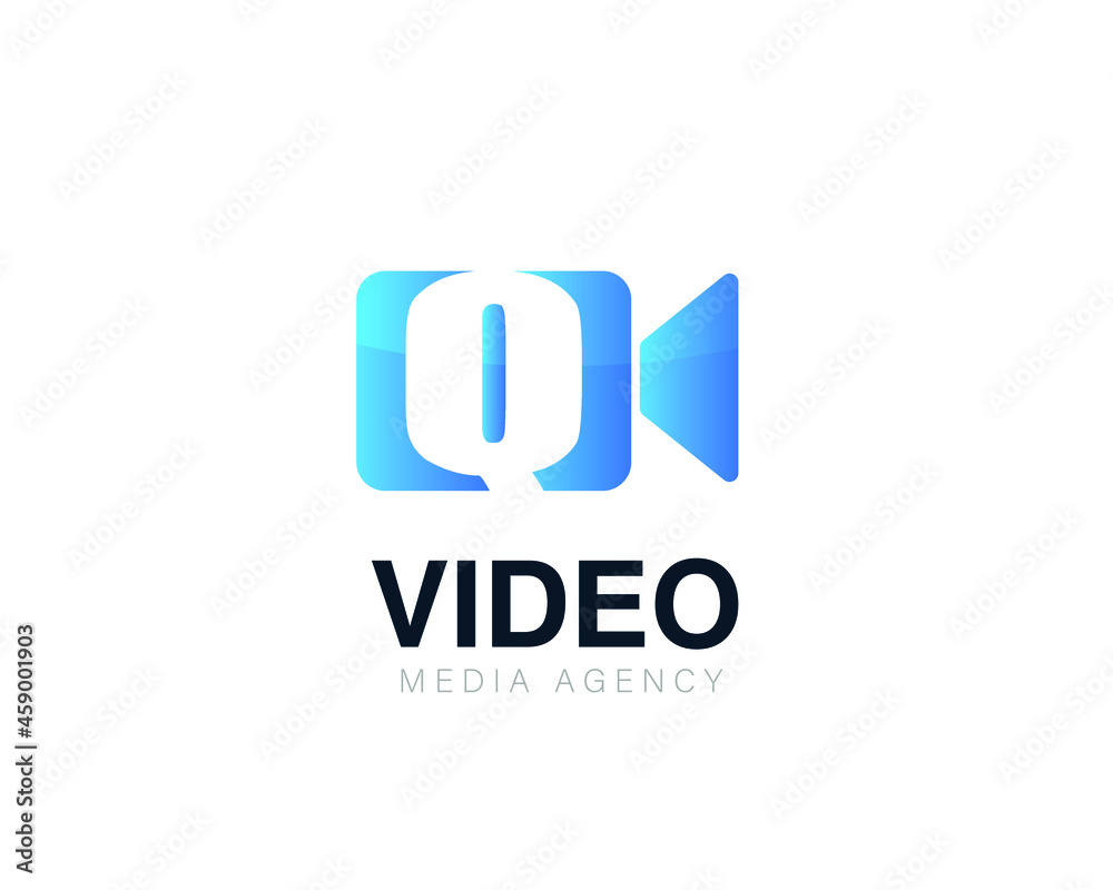 Initial letter q video conference and chat video logo