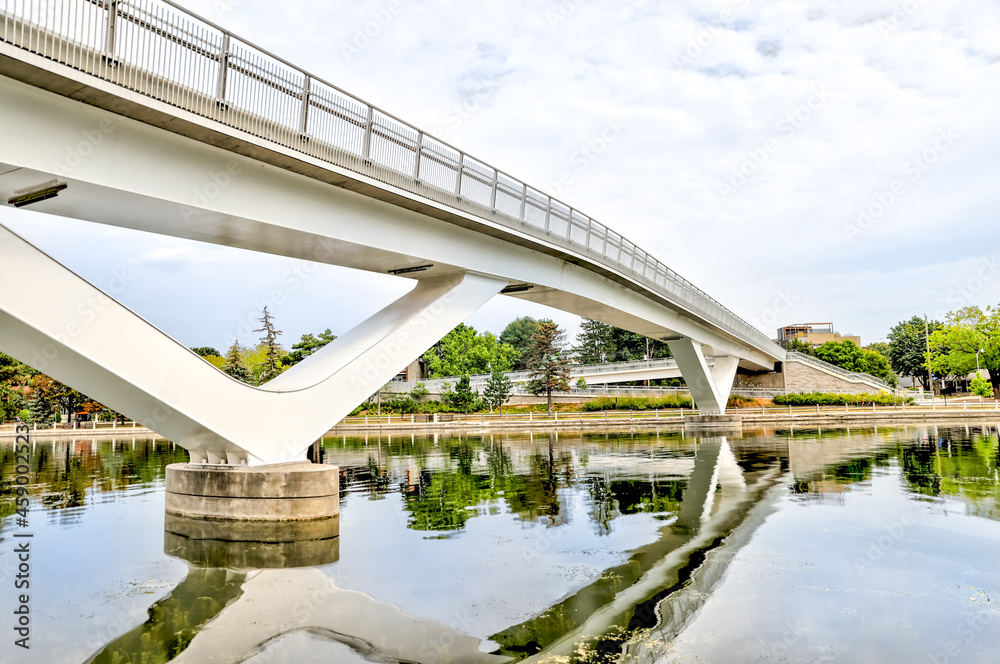 The Flora Footbridge across the Rideau Canal from the Glebe to Old Ottawa South in Ottawa