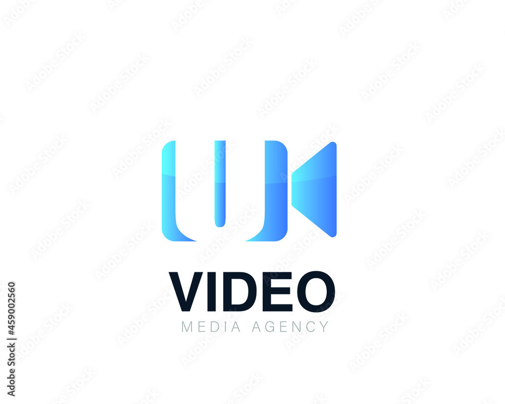 Initial letter u video conference and chat video logo