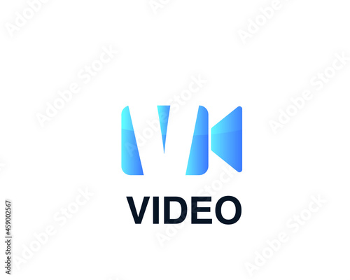 Initial letter v video conference and chat video logo