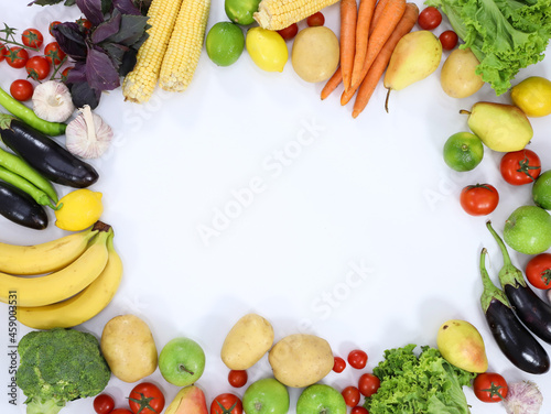 Frame of vegetables and fruits