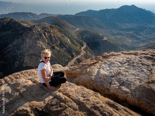 Woman on Mt Lemmon in Santa Catalin Natural Area in Tucson Arizona  photo