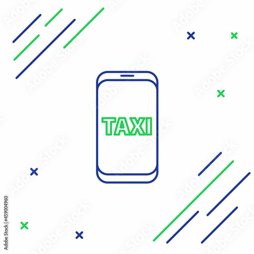 Line Taxi call telephone service icon isolated on white background. Taxi for smartphone. Colorful outline concept. Vector