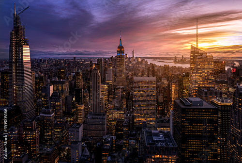 city skyline at night