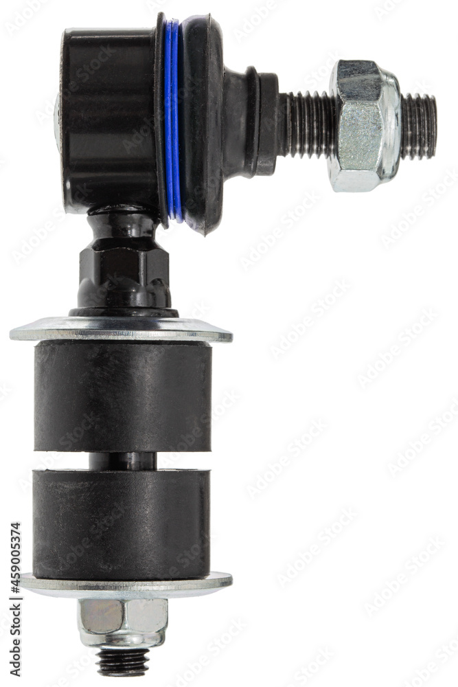 Stabilizer bar with ball joint, spare parts for mechanical repair and car replacement. isolated on white background Stabilizer bar with ball joint, spare parts for mechanical repair and car replacement. isolated on white background