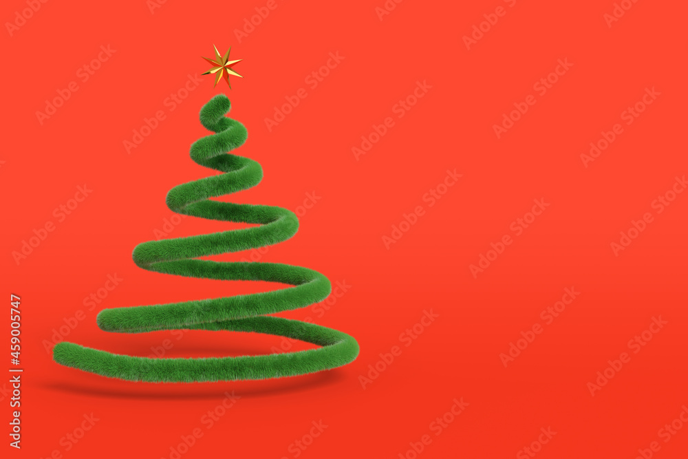 Abstract christmas tree on red background. 3d illustration. Abstract christmas tree on red background. 3d illustration.