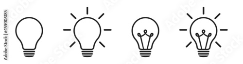 Lamp icons set. Idea lamp icon collection. Flat style - stock vector
