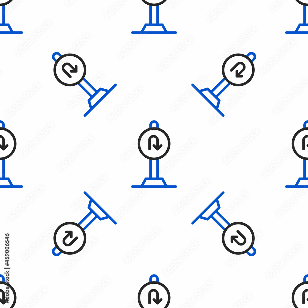 Line Turn back road icon isolated seamless pattern on white background. Traffic rules and safe driving. Colorful outline concept. Vector Line Turn back road icon isolated seamless pattern on white background. Traffic rules and safe driving. Colorful outline concept. Vector