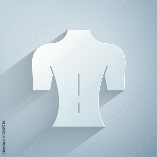 Paper cut Massage icon isolated on grey background. Relaxing, leisure. Paper art style. Vector