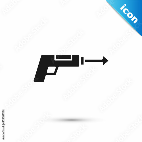 Grey Fishing harpoon icon isolated on white background. Fishery manufacturers for catching fish under water. Diving underwater equipment. Vector