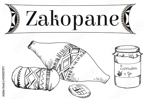 Obraz na płótnie oscypek, ser, zakopane, Podhale, Zakopane rysunek, w salonie