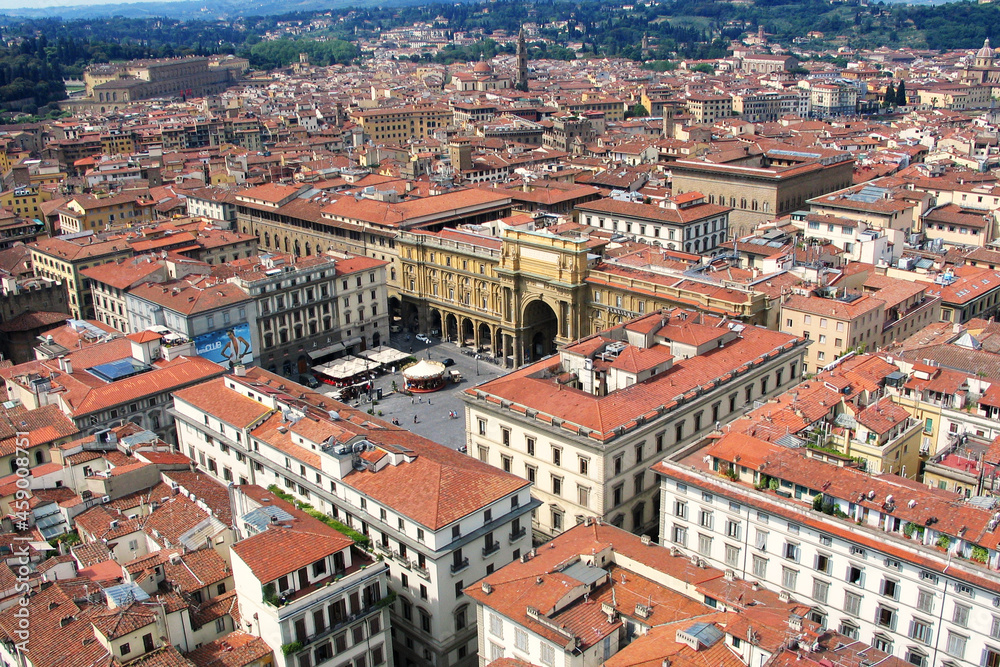 View over Piazza della Repubblica (Republic Square), Florence, Italy