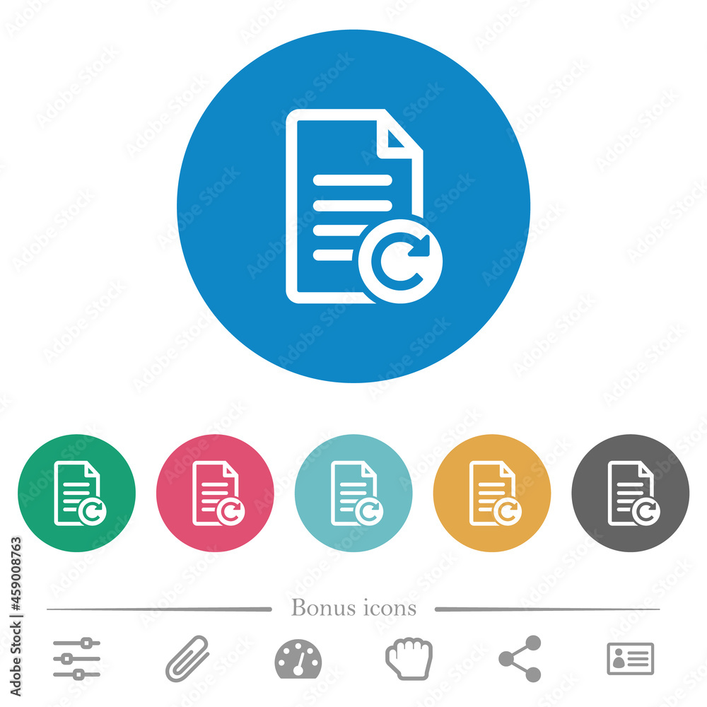 Redo document changes flat round icons