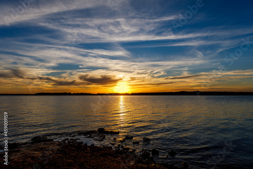 Sunset over a lake.