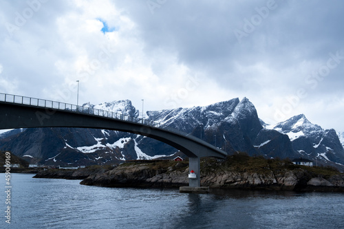 lofoten Norway village bridge road photo