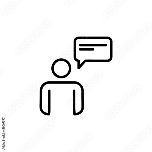 Chat speaking icon. Flat pictogram for web. Line stroke. Simple symbol isolated on white background. Outline talk vector eps10