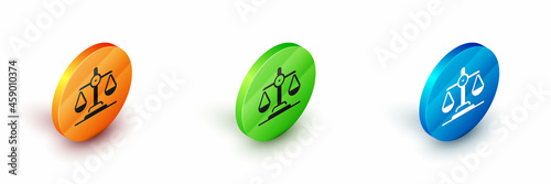 Isometric Gender equality icon isolated on white background. Equal pay and opportunity business concept. Circle button. Vector