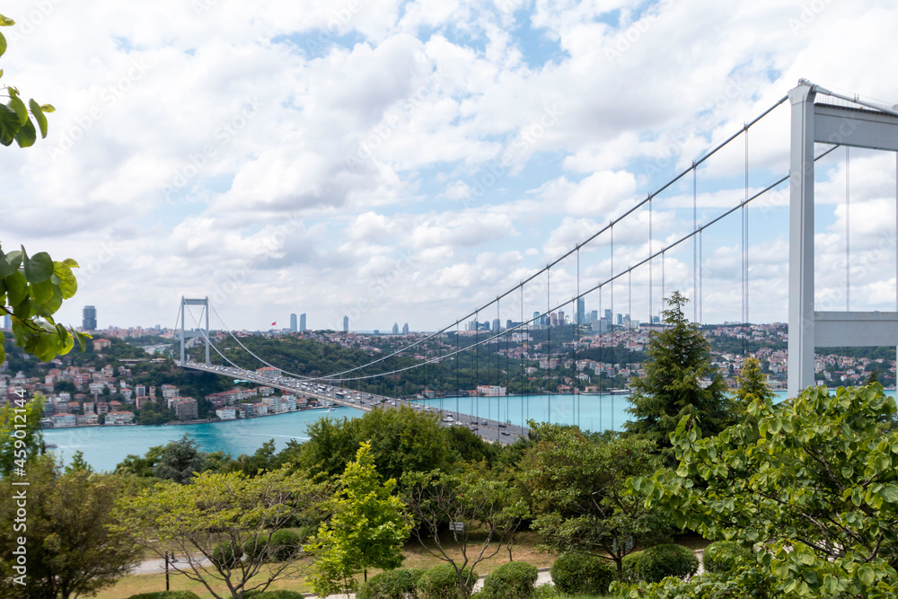 Fototapeta premium ISTANBUL, TURKEY, JUNE 18 2021, Istanbul Bosphorus from Otagtepe. Istanbul, Turkey