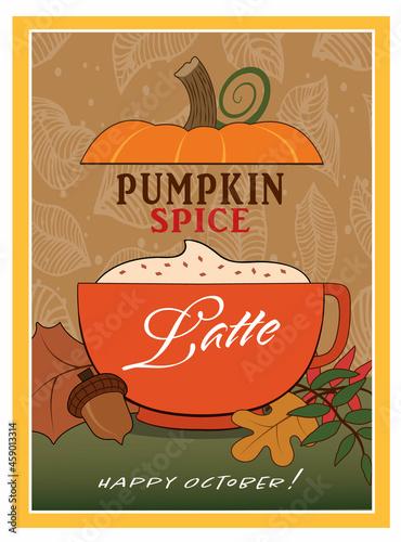 A hot pumpkin spice latte drink.