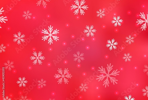 Light Red vector background with xmas snowflakes, stars.