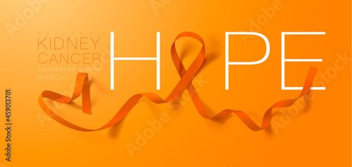 National Kidney Cancer Awareness Month. Orange Color Ribbon