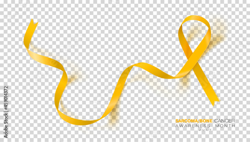 Sarcoma and Bone Cancer Awareness Week. Yellow Color Ribbon Isolated On Transparent Background