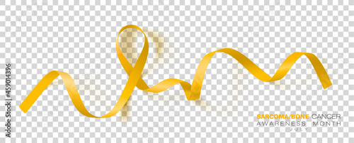 Sarcoma and Bone Cancer Awareness Week. Yellow Color Ribbon Isolated On Transparent Background