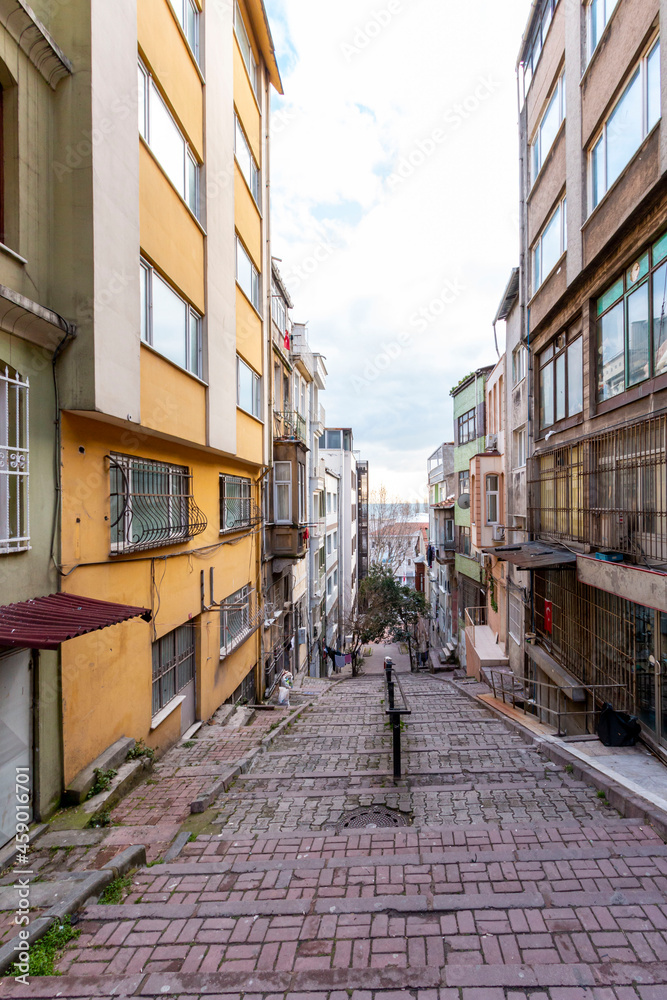KADIRGA, ISTANBUL, TURKEY - DECEMBER 26, 2020: Historical Houses in Kadırga District