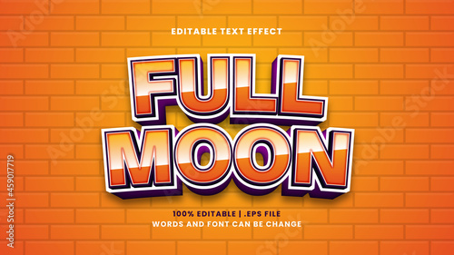 Full moon editable text effect in modern 3d style
