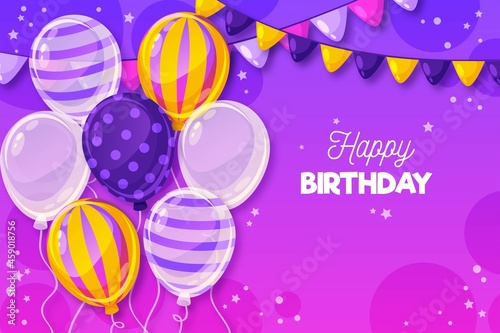 happy birthday background with balloons vector design illustration