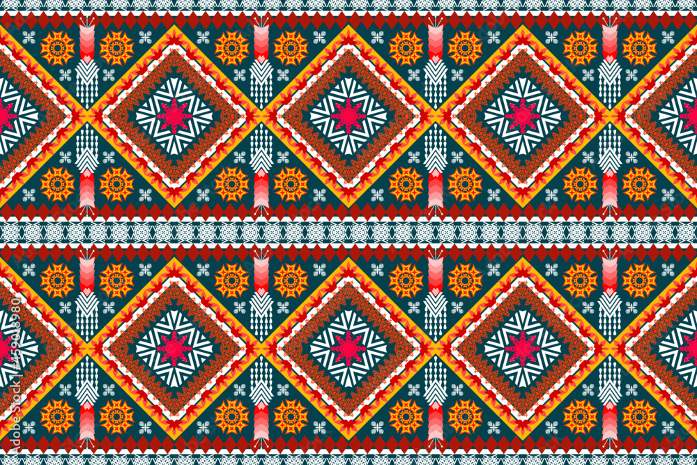 Geometric ethnic oriental seamless pattern art traditional Design for background,carpet,wallpaper,clothing,wrapping,Batik,fabric,Vector illustration.embroidery style.