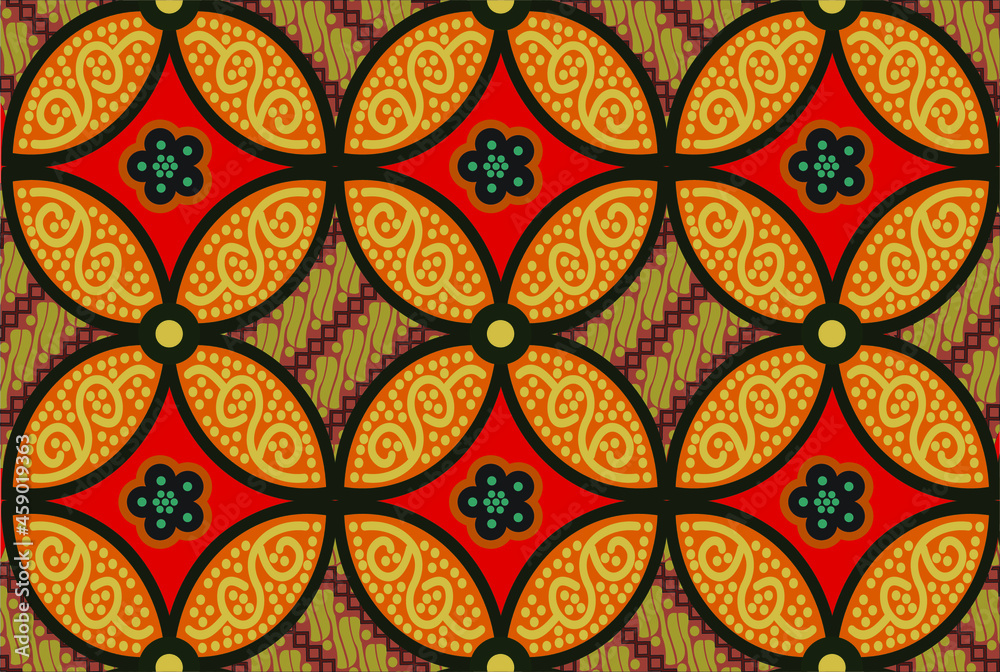 Indonesian batik motif with a very distinctive plant pattern. Exclusive vector for design