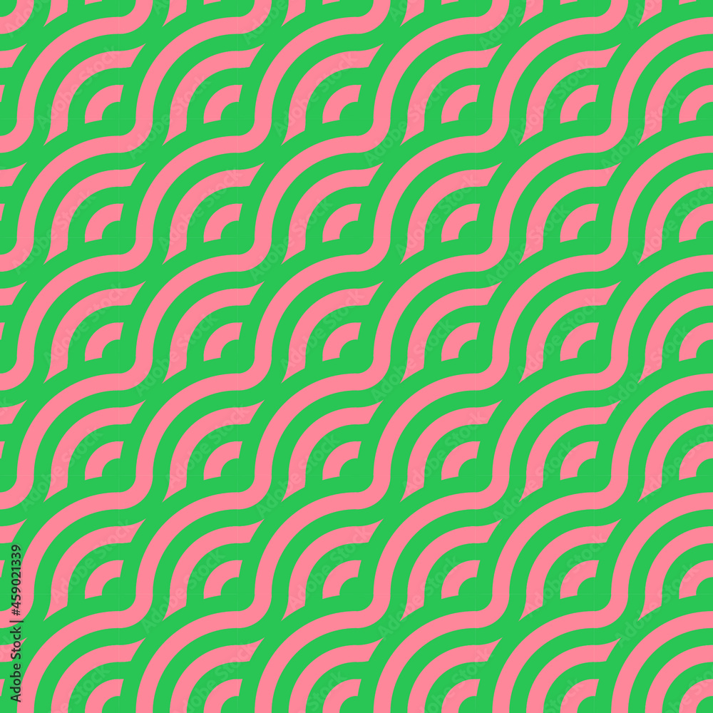 Seamless pattern with colorful waves of circles and rings of bright colors. Abstract geometric shapes texture. Twisted composition for textile, web design, cards, background. Vector illustration Seamless pattern with colorful waves of circles and rings of bright colors. Abstract geometric shapes texture. Twisted composition for textile, web design, cards, background. Vector illustration