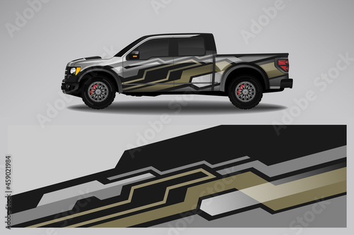 Wrap car vector design decal. Graphic abstract line racing background design for vehicle  race car  rally  adventure livery camouflage.