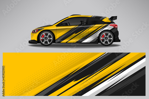 Wrap car vector design decal. Graphic abstract line racing background design for vehicle  race car  rally  adventure livery camouflage.