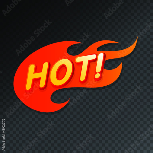 Hot fire sign, promotion fire banner, price tag, hot sale, offer, price. Eps 10 vector illustration.
