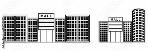 shopping mall building icon, shopping mall building vector sign symbol