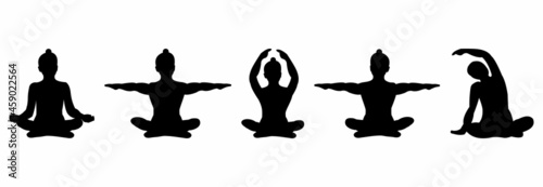 yoga gymnastic movement people icon vector symbol illustrations