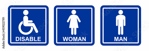 toilet sign icon vector, men, women and disable restroom sign icon vector