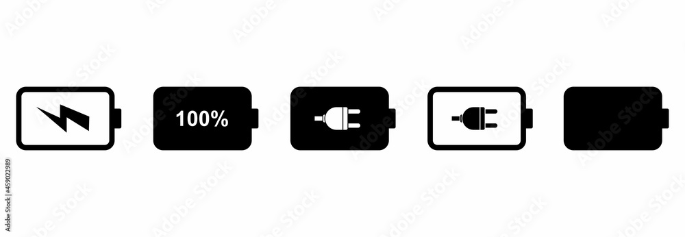 
battery icon set, battery charge icon set, battery vector set symbol