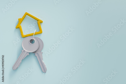 real estate and property concept with house keys. 3d rendering