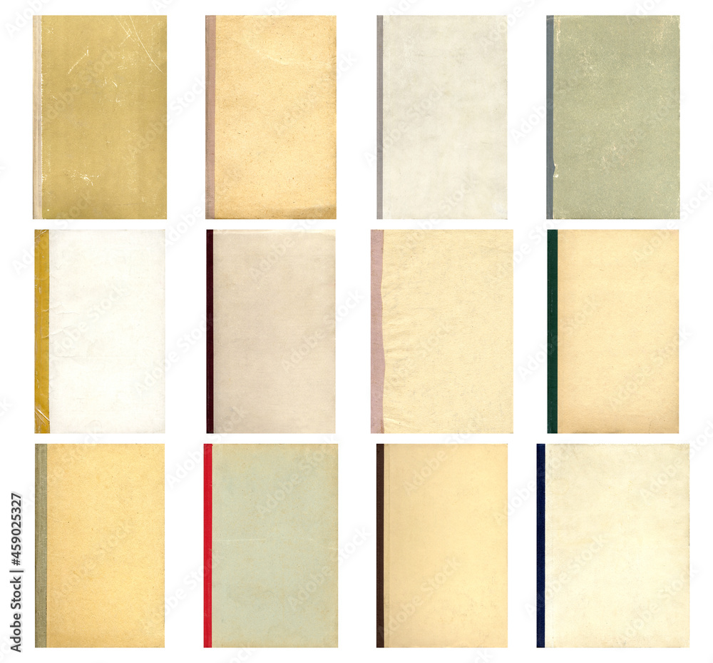 Fototapeta premium Blank old book covers. Set of vintage textures. Rough faded surface. Perfect for background and retro style design. Empty place for text.