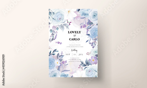 beautiful white Christmas floral wedding card template