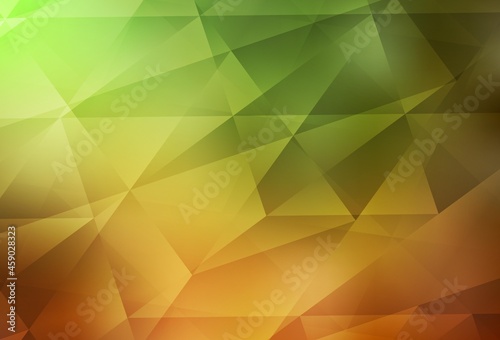 Light Green, Yellow vector shining triangular backdrop.