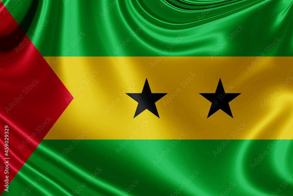 sao tome and principe fabric flag waving . 3D illustration sao tome and principe fabric flag waving . 3D illustration